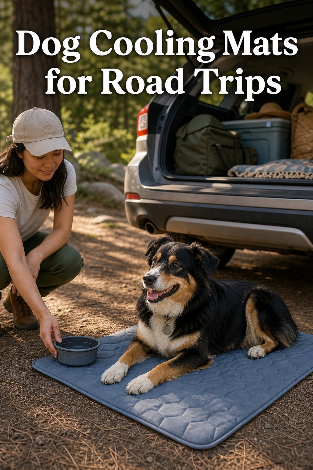 Pinterest image for dog cooling mats for road trips