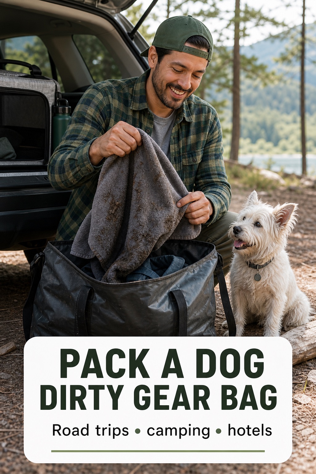 Dog dirty gear bag for road trips and camping